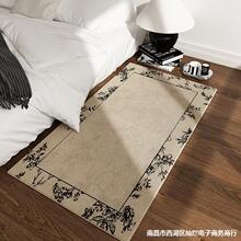 复式花纹床边地毯卧室感地垫主卧床前脚垫房间黑白长条垫民宿客厅
