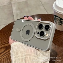 马卡龙硅胶磁吸充电适用iPhone15手机壳透明亚克力苹果14防摔硬套