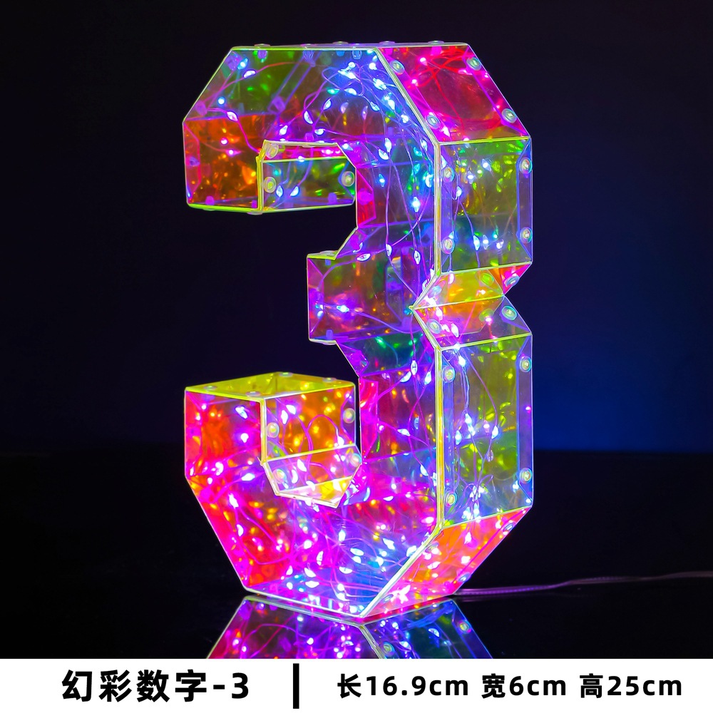 Amazon Creative Letters Digital DIY Christmas Decoration Light Birthday Wedding Full-Year Birthday Party Colorful Luminous Digital