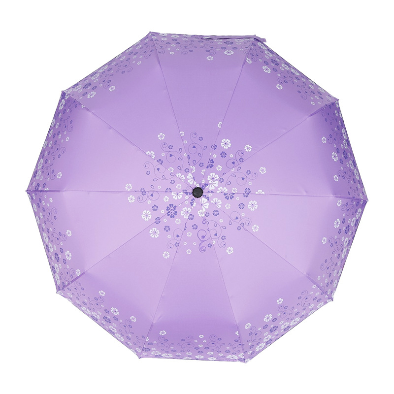 Vinyl Automatic Umbrella Creative Sunscreen Triple Folding Umbrella Small Flower Automatic Rain Or Shine Dual-Use Umbrella Advertising Umbrella Spot