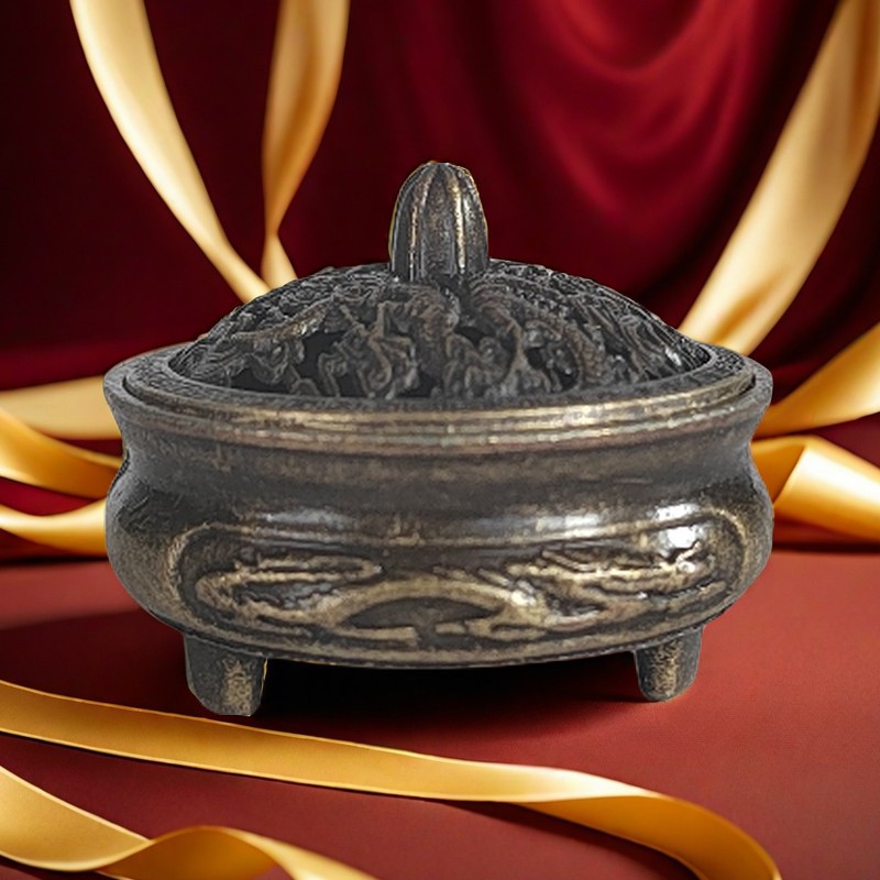 合金香炉迷你小盘香炉指尖祥云沉香炉简约复古家用室内香薰炉摆件