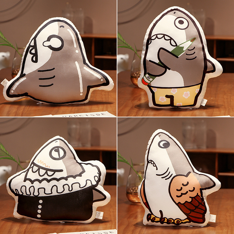 沙雕鲨鱼抱枕车载枕鲨币鲨瓜毛绒腰靠垫搞怪礼物整蛊午睡枕沙发垫