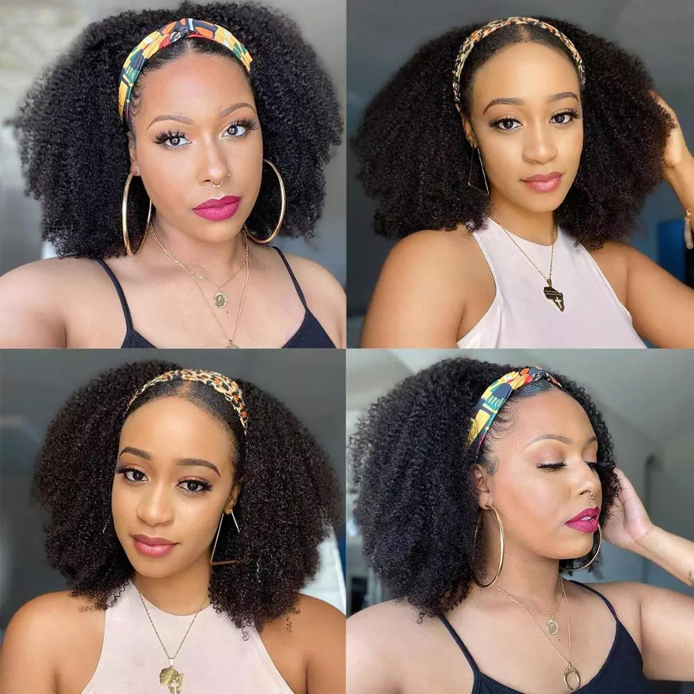 非洲卷发headband afro kinky curly wigs头带假发女士曲发爆炸头