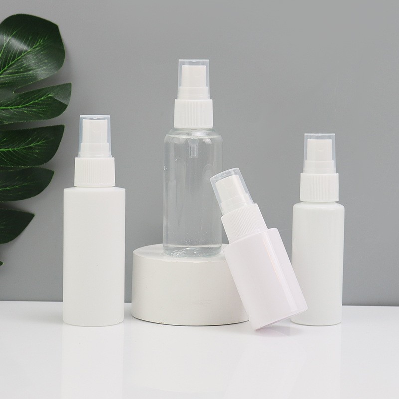现货批发50毫升喷雾瓶化妆水分装小喷壶pet白色圆肩加厚塑料瓶