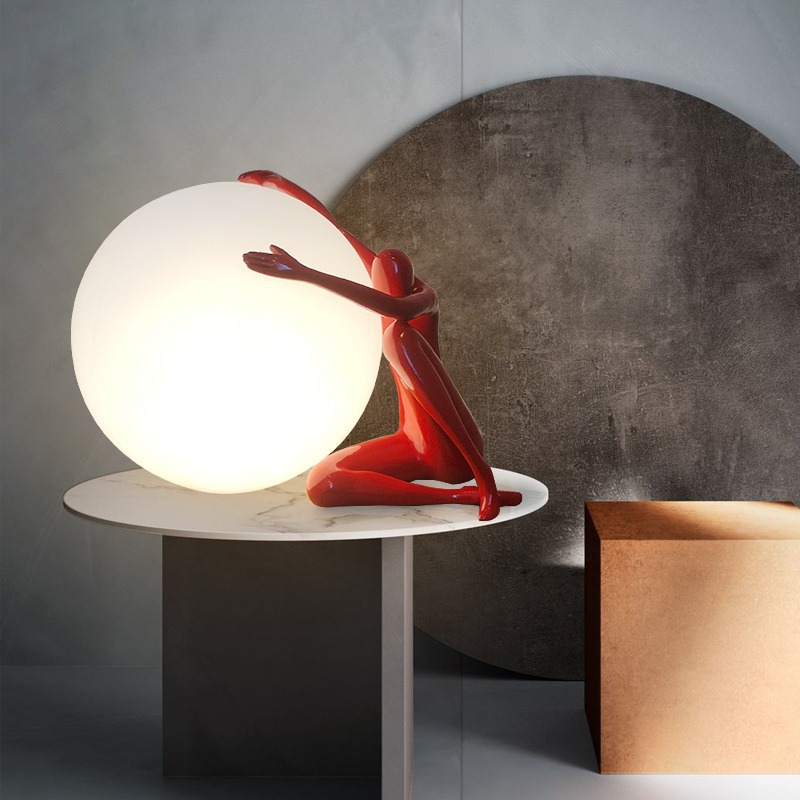 Nordic Creative Personalized Model Room Living Room Bedroom Decoration Bedside Lamp Ball Internet Influencer-Shaped Sculpture Moon Table Lamp