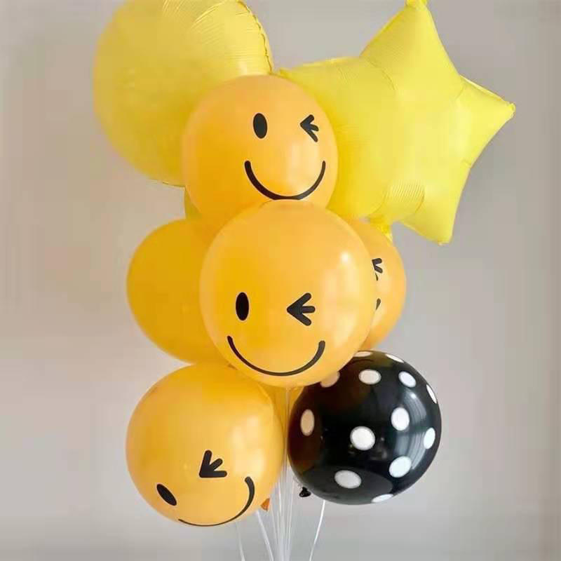 2021跨境黄色笑脸气球 12寸正黄色笑脸气球 儿童生日派对装饰用品