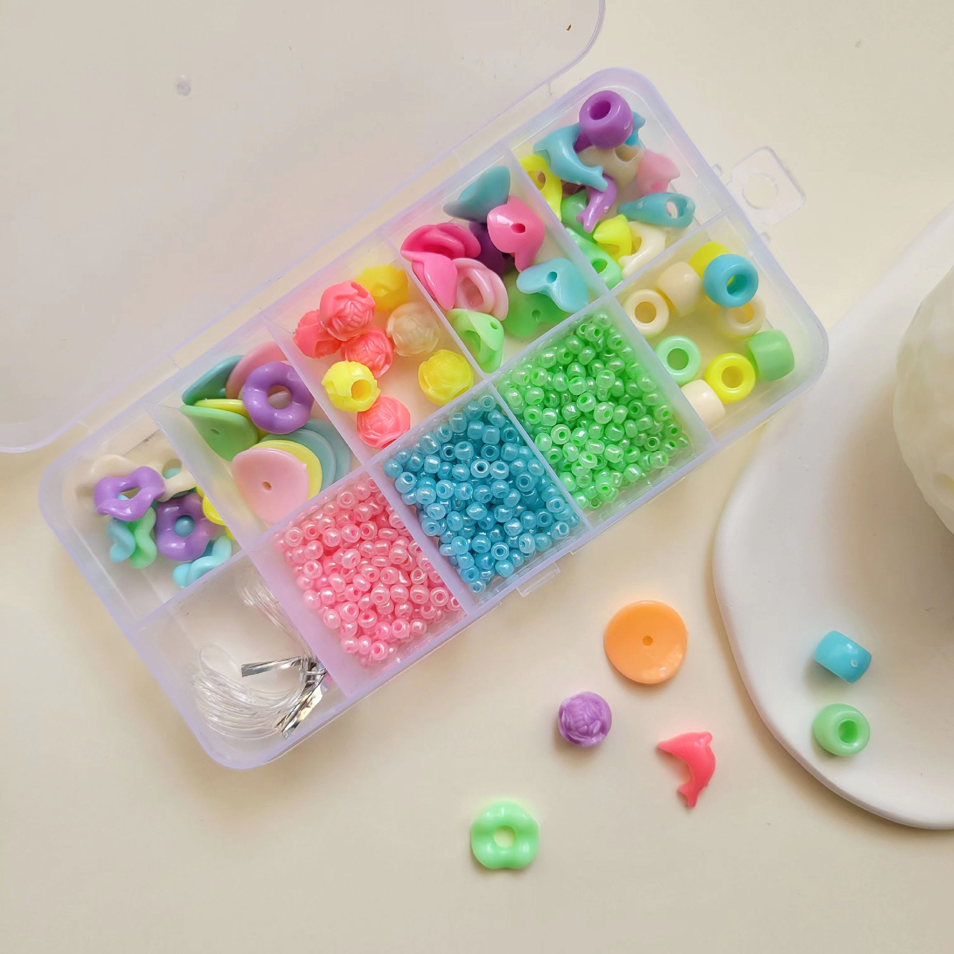 Amazon 10 Grid Diy Soft Pottery Micro Glass Bead Bead Set Box 6mm Wafer Handmade Bead String Jewelry Material Wholesale