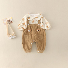 婴儿衣服春装长袖套装0—2岁宝宝连体衣超萌哈衣春秋背带裤两件套