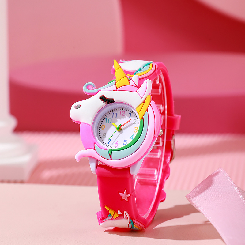 New Products in Stock One Piece Dropshipping Children's Love Unicorn Saturn Rainbow Meteor Student Silicone Cartoon Watch