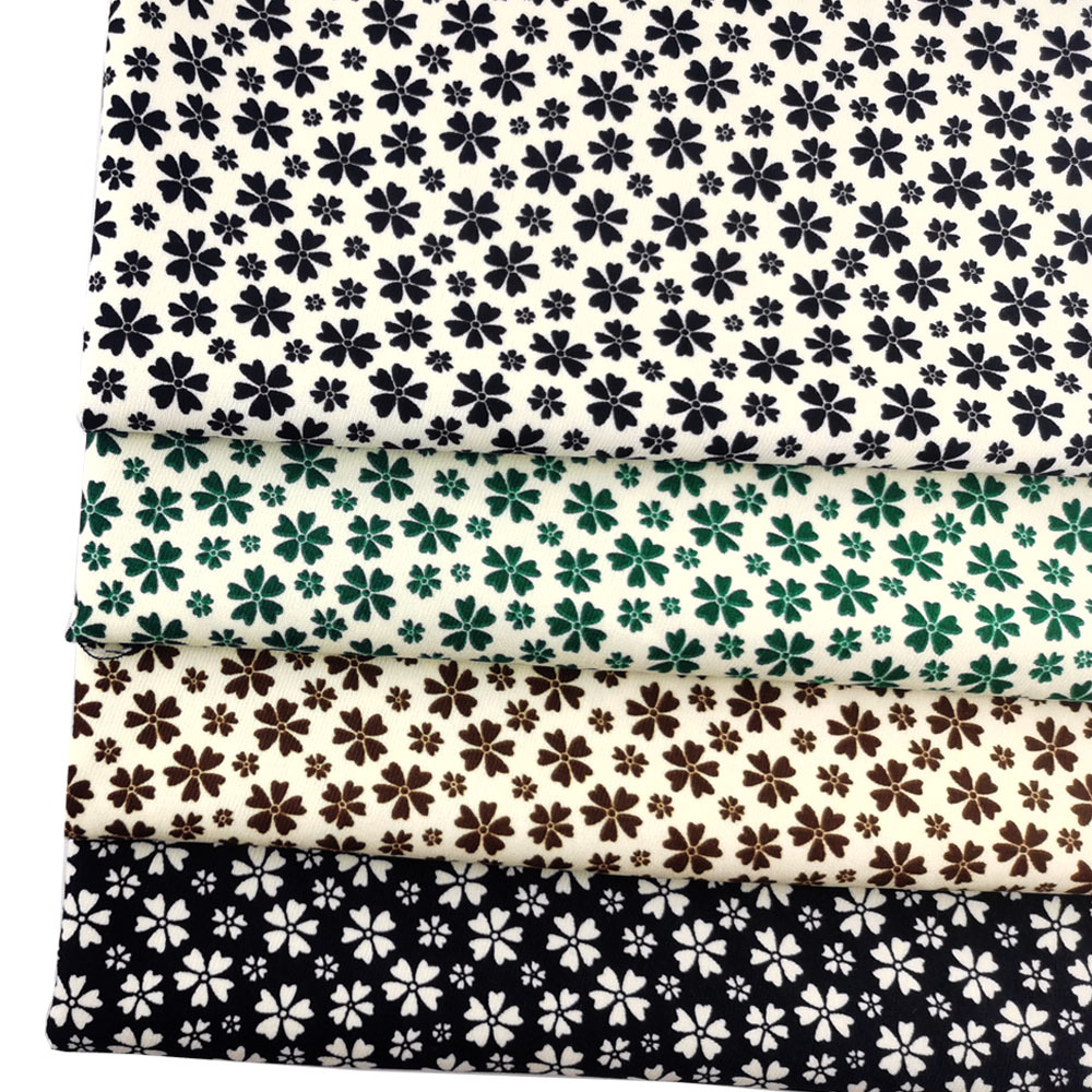 秋冬女装小碎花印花布 加厚斜纹磨毛印花 西装外套短裙印花面料