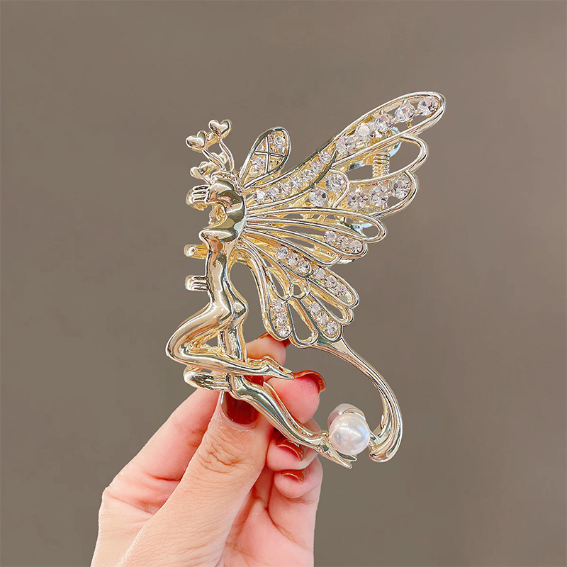 angel girl grip korean pearl wings barrettes updo shark clip butterfly hair claw trendy hair accessories