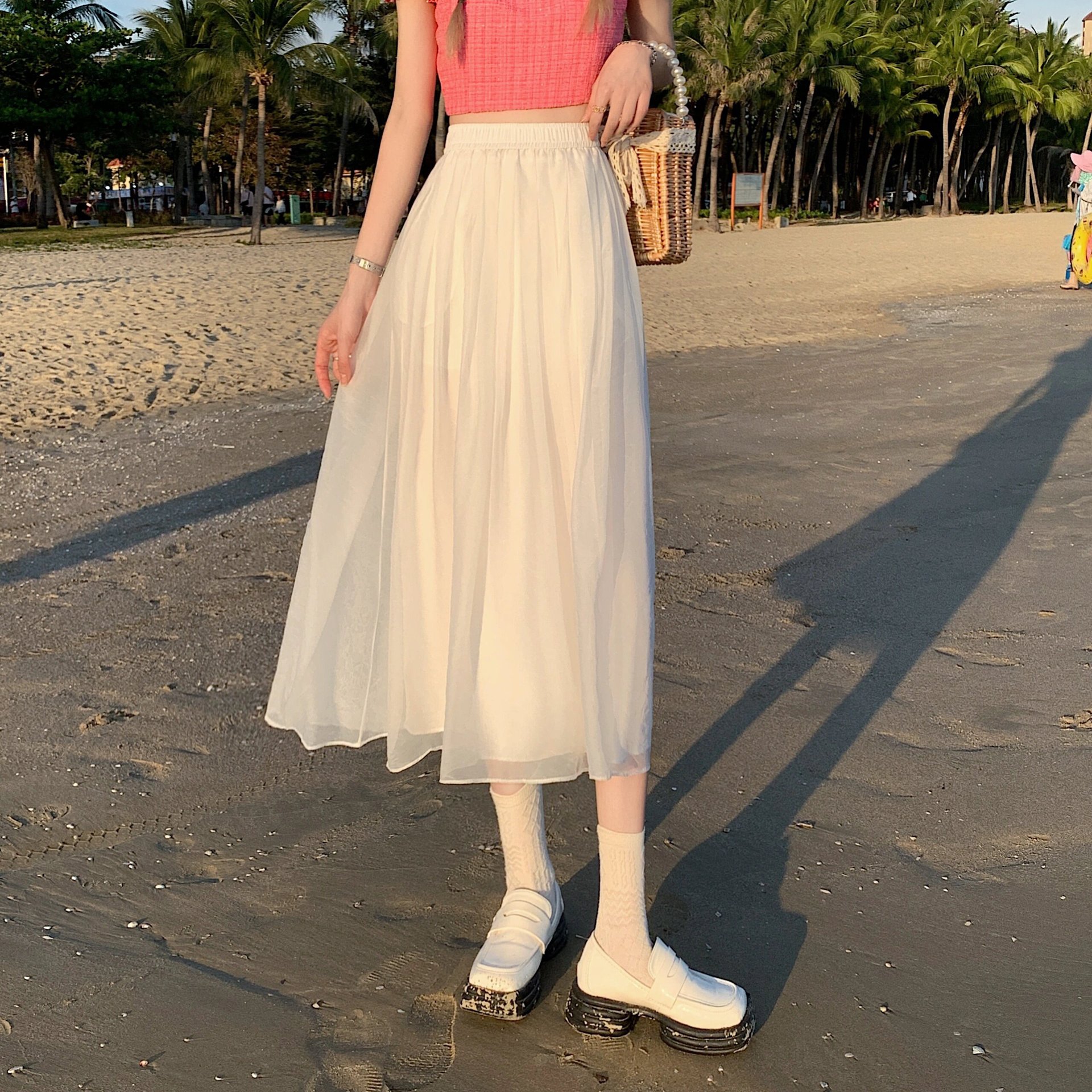 女装批发 网纱半身裙 轻盈透视仙女飘逸百搭网纱半身裙-阿里巴巴