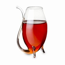 高脚杯果汁饮料杯 创意吸管玻璃袋鼠杯子 酒水饮料红酒杯葡萄酒杯