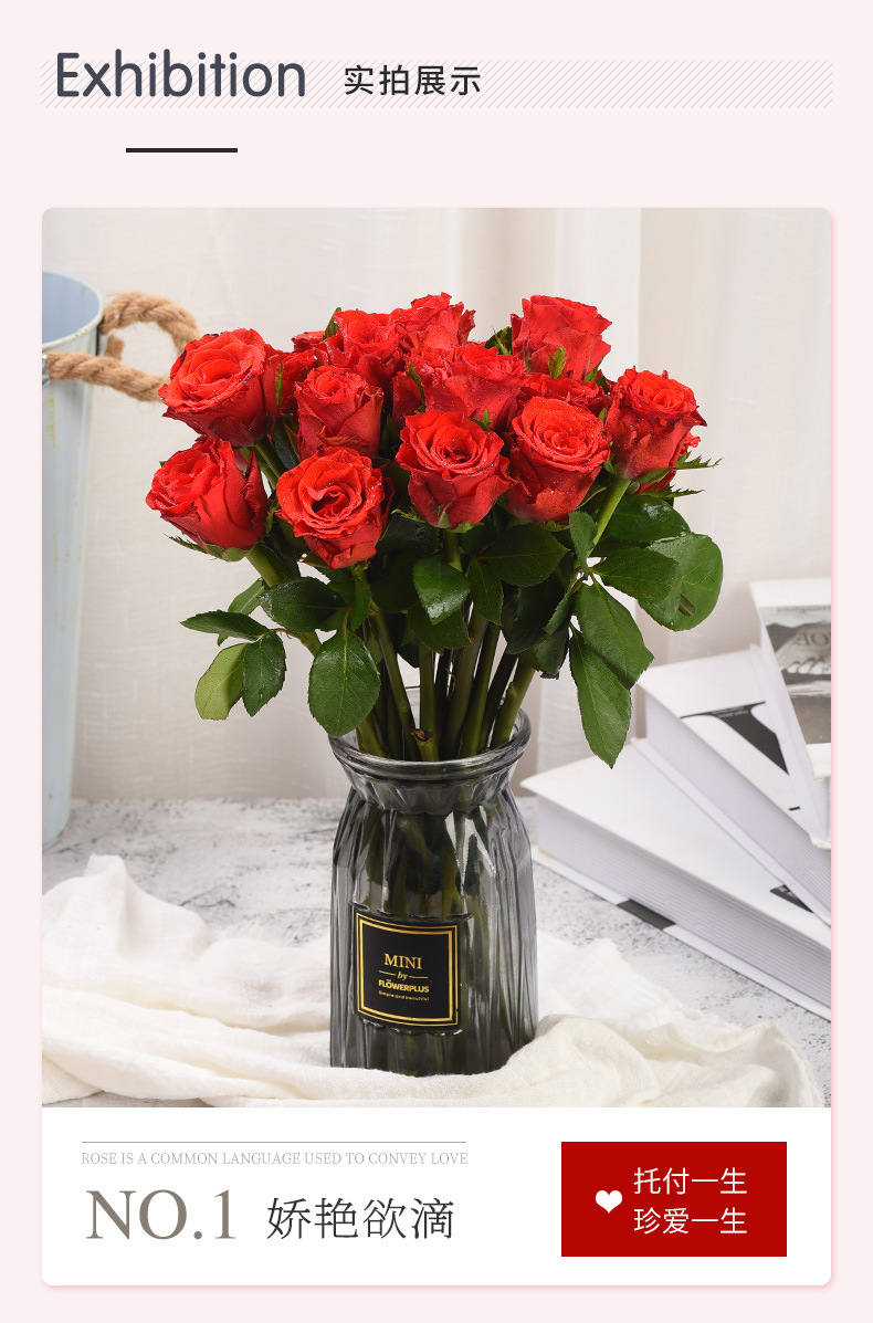珍爱玫瑰花花束鲜切花 云南鲜花批发 室内办公室装饰水养插花批发