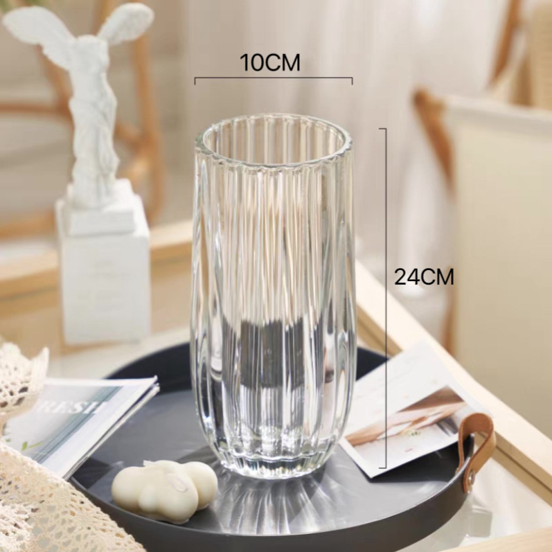 High Quality Crystal Glass Vase Transparent Hydroponic Internet Celebrity Living Room and Dining Table Decoration Flower Arrangement Decoration Nordic Style Light Luxury