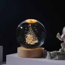 跨境厂家直销水晶球内雕3d发光玻璃球桌面装饰摆件夜灯跨生日礼品