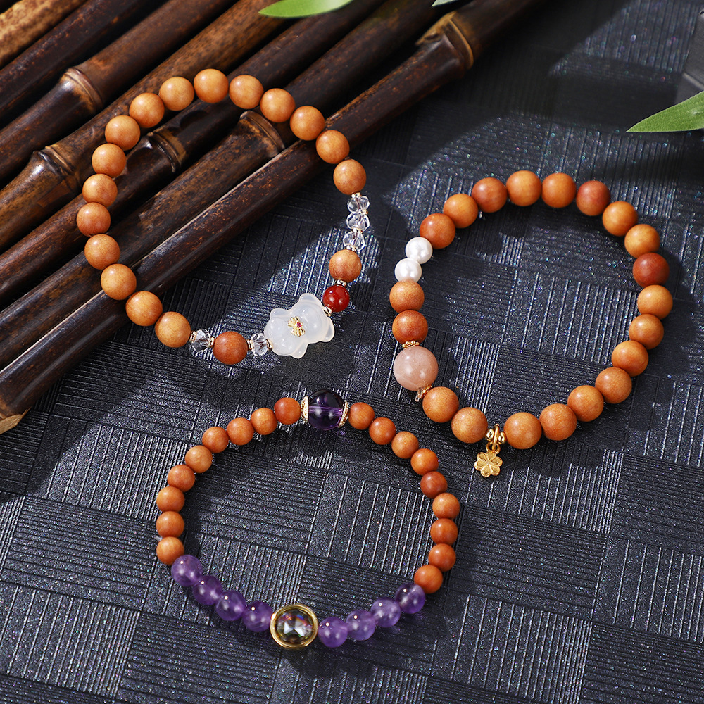 芭比檀香水晶手串可爱荔枝冻小熊佛珠手链男女同款文玩单圈手饰品