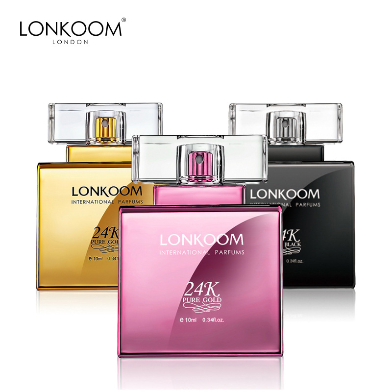 LONKOOM 24K Men's Black Gold Gulong Pink Gold Perfume for Women Natural Fresh Lasting 10ml Dating Gift Wholesale