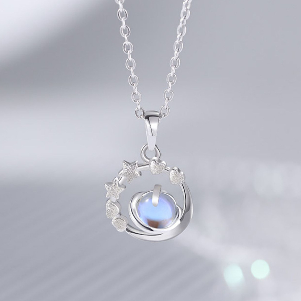 s925银冥王星项链女网红简约星球吊坠锁骨链七夕情人节礼物送女友