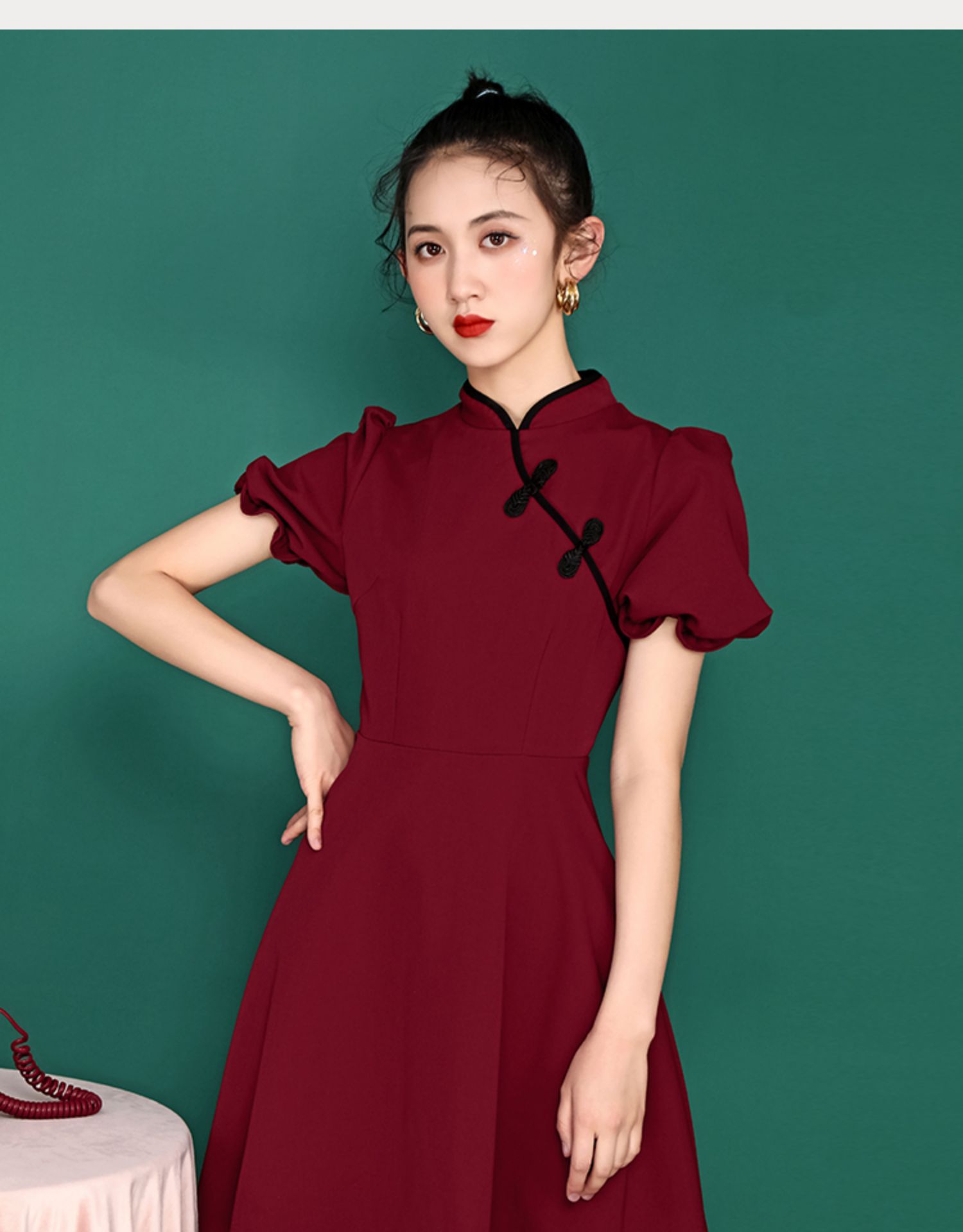 实拍2021新款旗袍改良版收腰显瘦时尚气质裙子潮