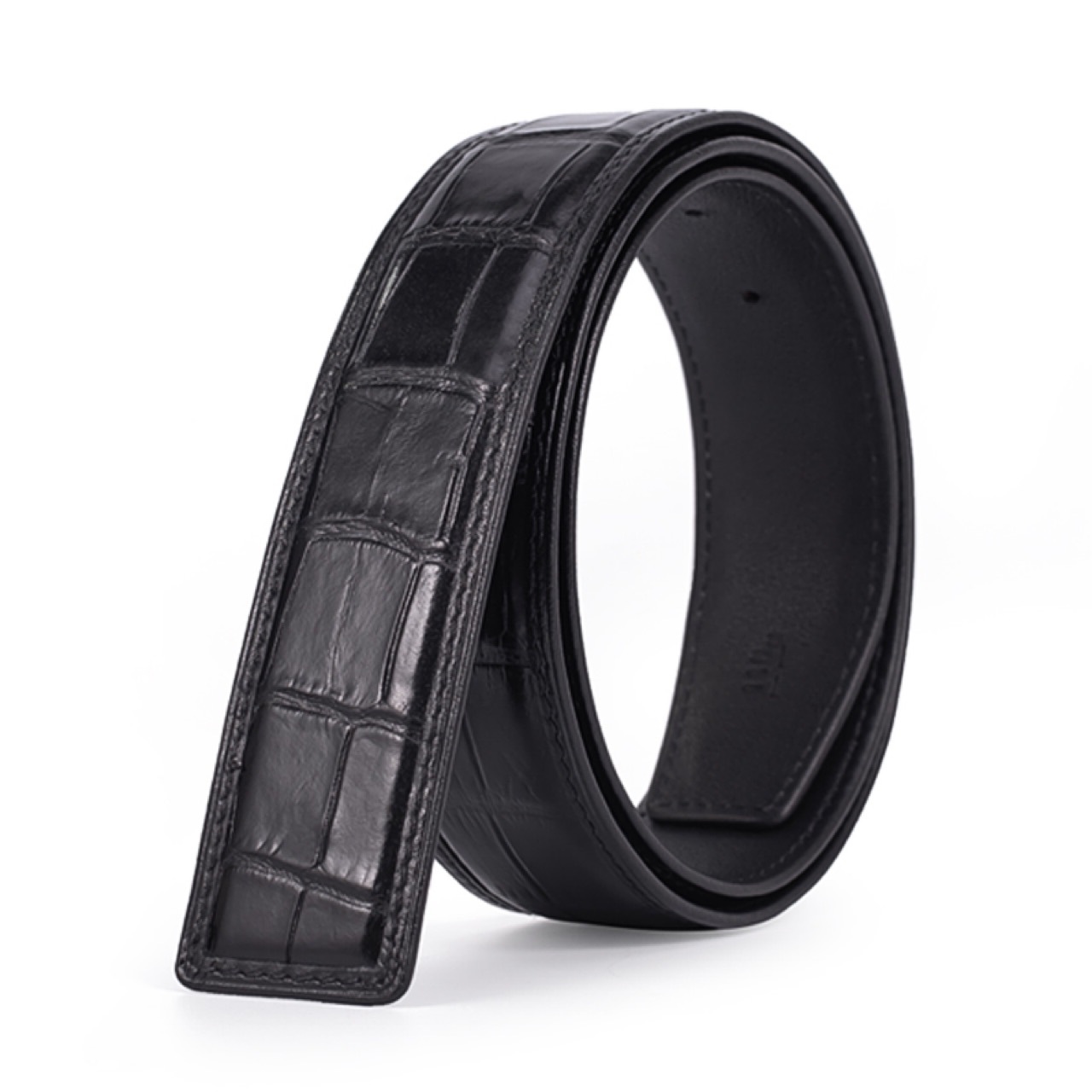 正宗泰国鳄鱼皮骨皮带男真皮正品男士商务休闲腰带高档平滑扣皮带