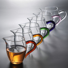 创意加厚公道杯玻璃彩把日式分茶器耐高温茶海茶道配件