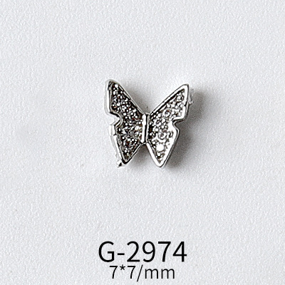 Nail Beauty New Real Gold Butterfly Ornament Double-Section Four-Section Butterfly European and American Exquisite Light Luxury Pearl Butterfly G-2971