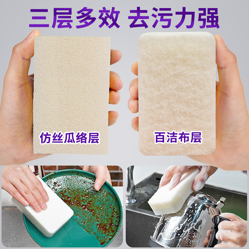 Thickened Three-Layer Imitation Loofah Sponge Sponge Scourer Dish Brush Pot, Etc.