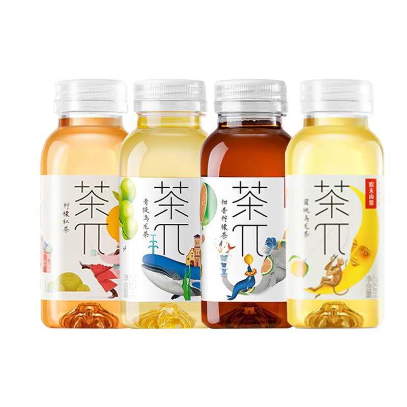 茶π茶派茶兀茉莉花茶蜜桃乌龙果味茶饮料250ml*12瓶整箱