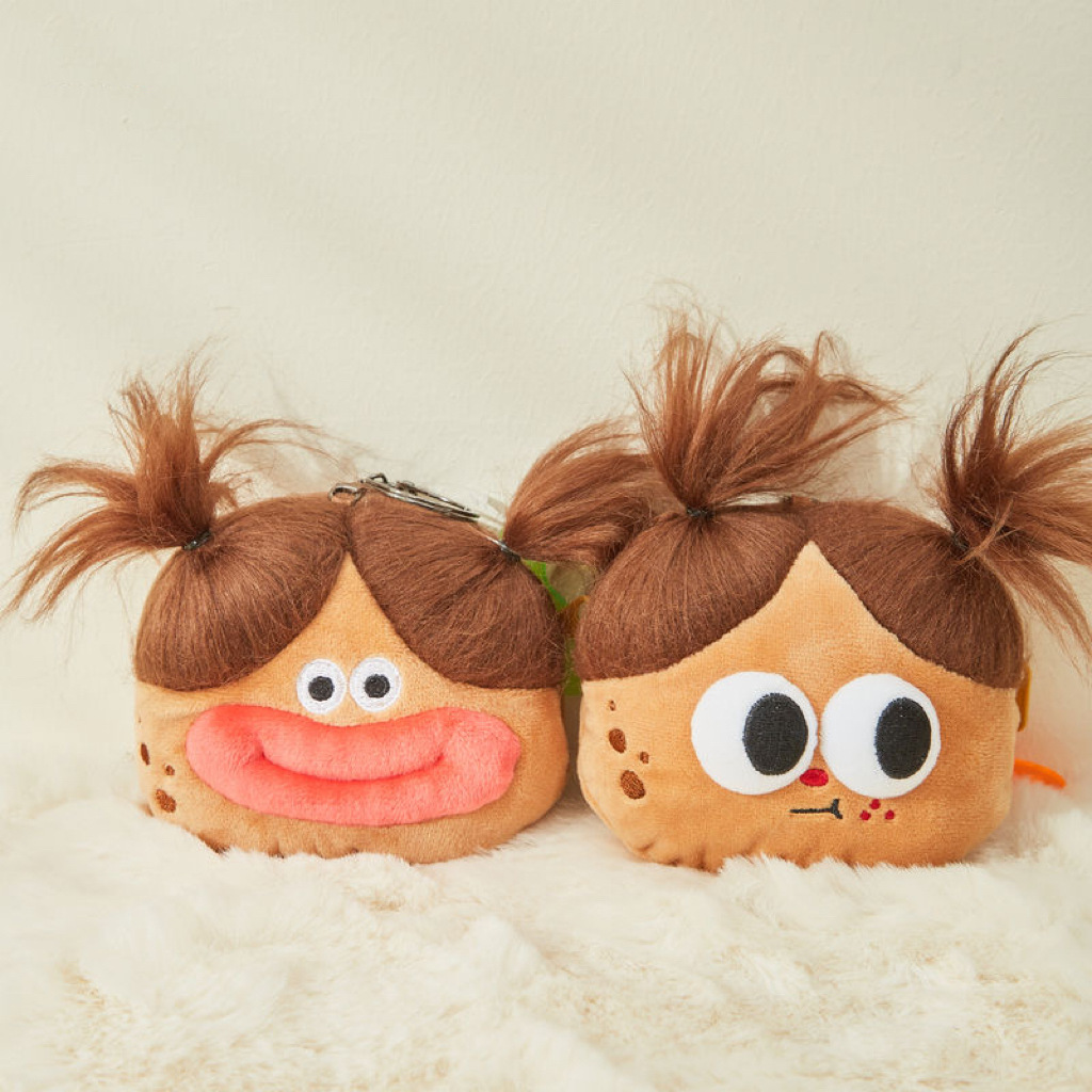 网红炸毛辫子君零钱包钥匙扣可爱丑萌大嘴巴挂件棉花娃娃挂饰批发