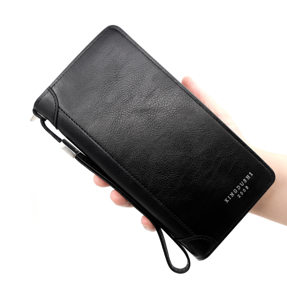 retro patchwork oily leather long two-fold magnetic snap zipper women‘s large capacity gift hand-held wallet