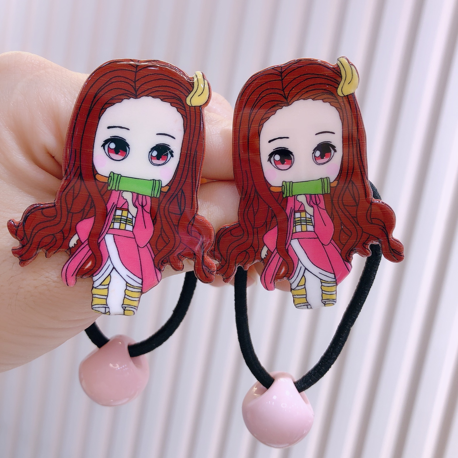 鬼灭之刃单弥豆子发绳鬼灭发夹发饰二次元动漫卡通亚克力女童压夹