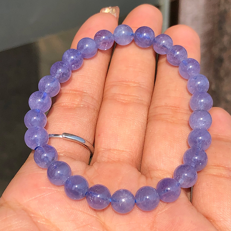坦桑石手链 坦桑尼亚黝帘石水晶手链跨境热卖丹泉石手串tanzanite