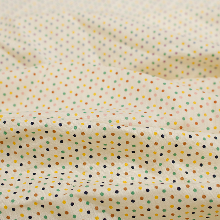 春夏韩版经典2mm小波点几何印花梭织棉布女装女童无弹洗水衬衫布