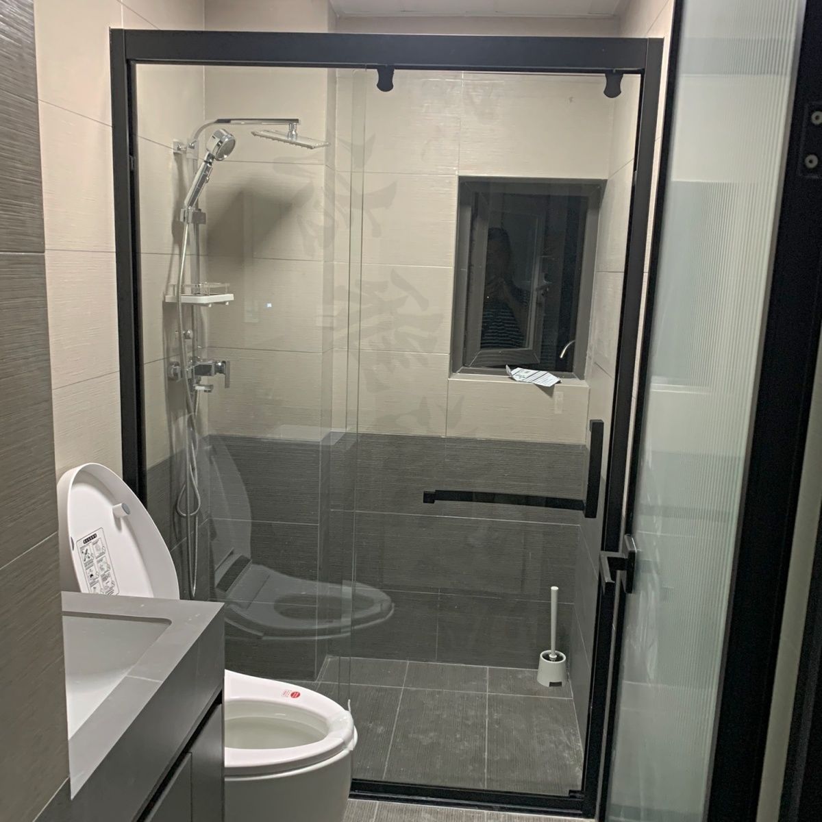 淋浴隔断卫生间干湿分离一字型淋浴房浴室简易玻璃移门淋浴房