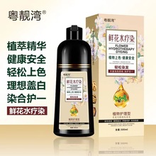 网络爆款 鲜花水疗泡泡染500毫升植萃染发彩可盖白发工厂直销