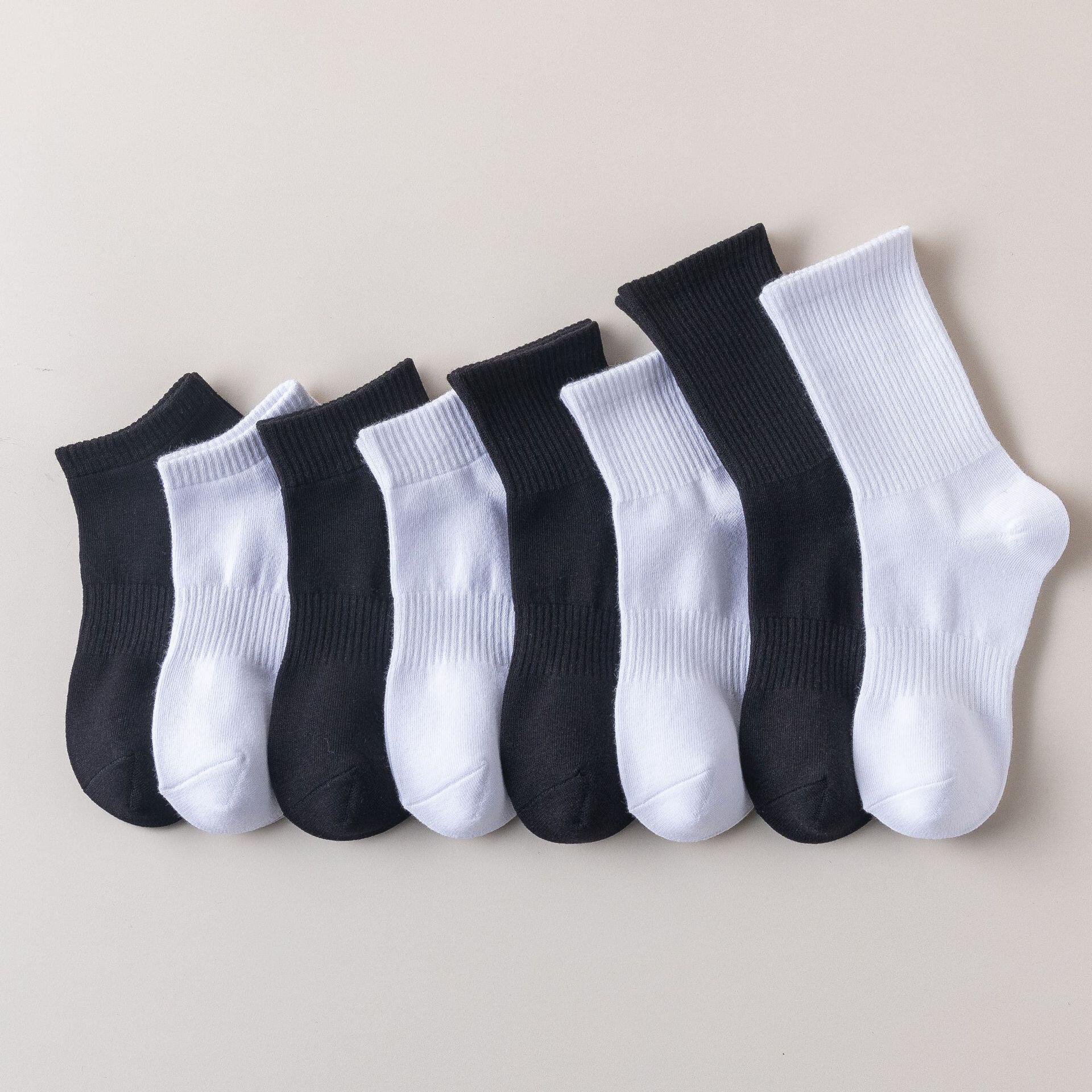袜子女棉质透气吸汗短袜女春夏季男女同款黑白色船袜学生运动袜