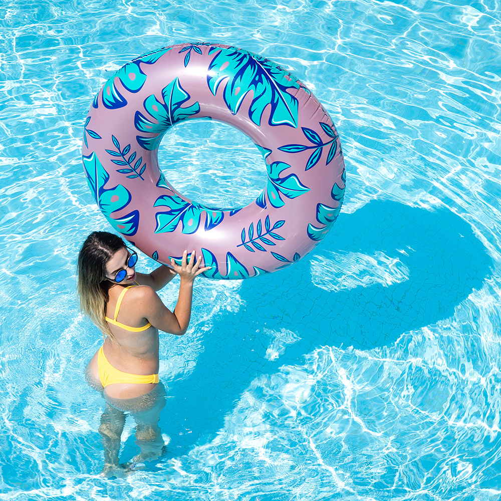 Factory Direct Sales Tropical Leaves New PVC Inflatable Swim Ring Water Inflatable Toys Float Swimming Ring in Stock Wholesale