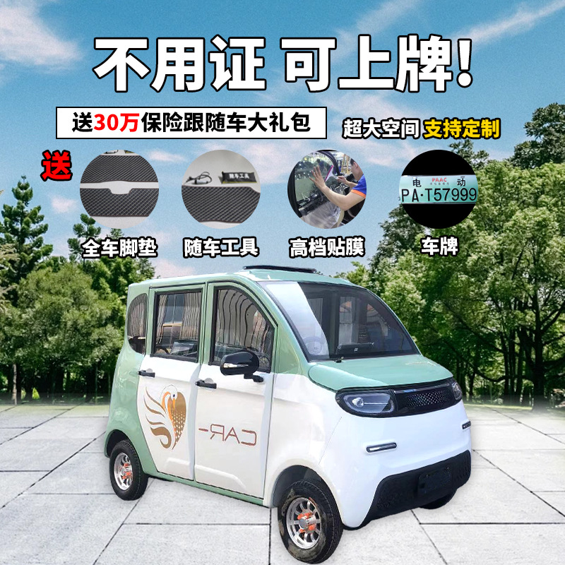 四轮电动车女士家用小型油电老头乐成年人代步新能源四轮电动车
