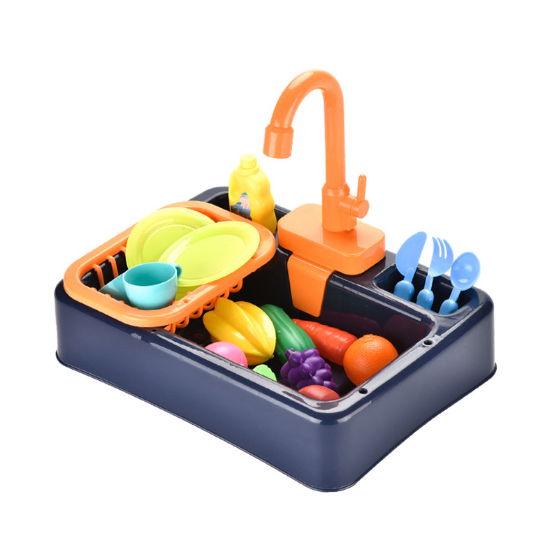 Children Play House Simulation Dishwasher Toy Early Education Infant Simulation Electric Tableware Washing Counter Water Washing Vegetables