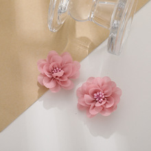 韩版新款山茶花发夹甜美风马尾边夹儿童花朵发饰头饰珍珠花朵发夹