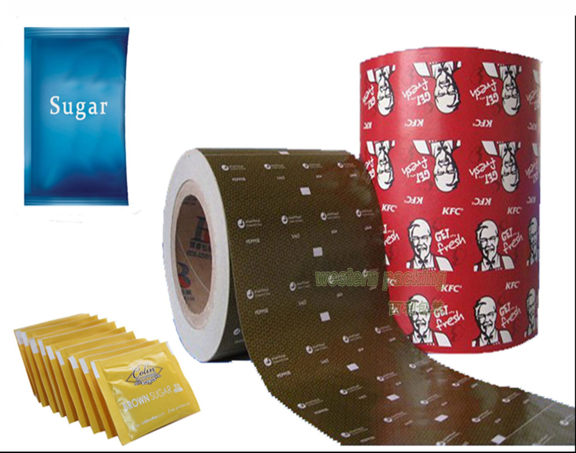 包装卷膜糖果食品餐具包装膜印刷定制磨砂铝箔卷材中秋