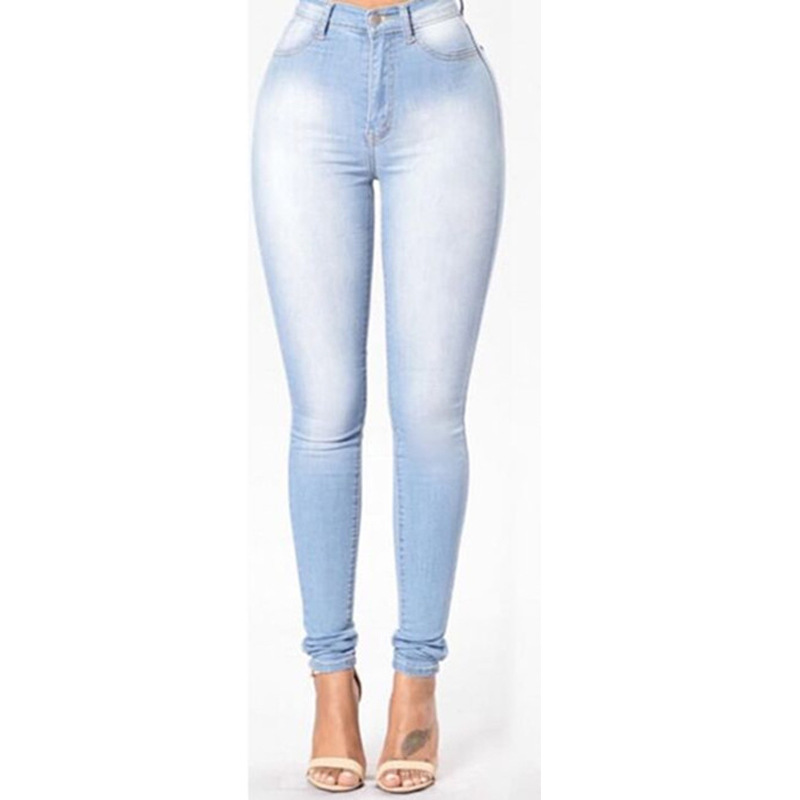 Europe and America Cross Border Hot Sale Wish Stretch Ripped Fashion Denim High-Waisted Trousers Foreign Trade Export South America Middle East Women's Trousers