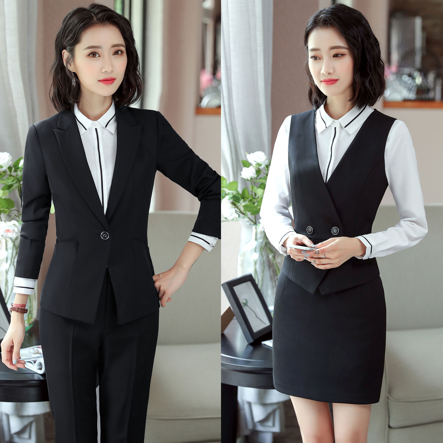 职业装女西装套装女秋冬季公务员面试服装售楼部工作服商务正装