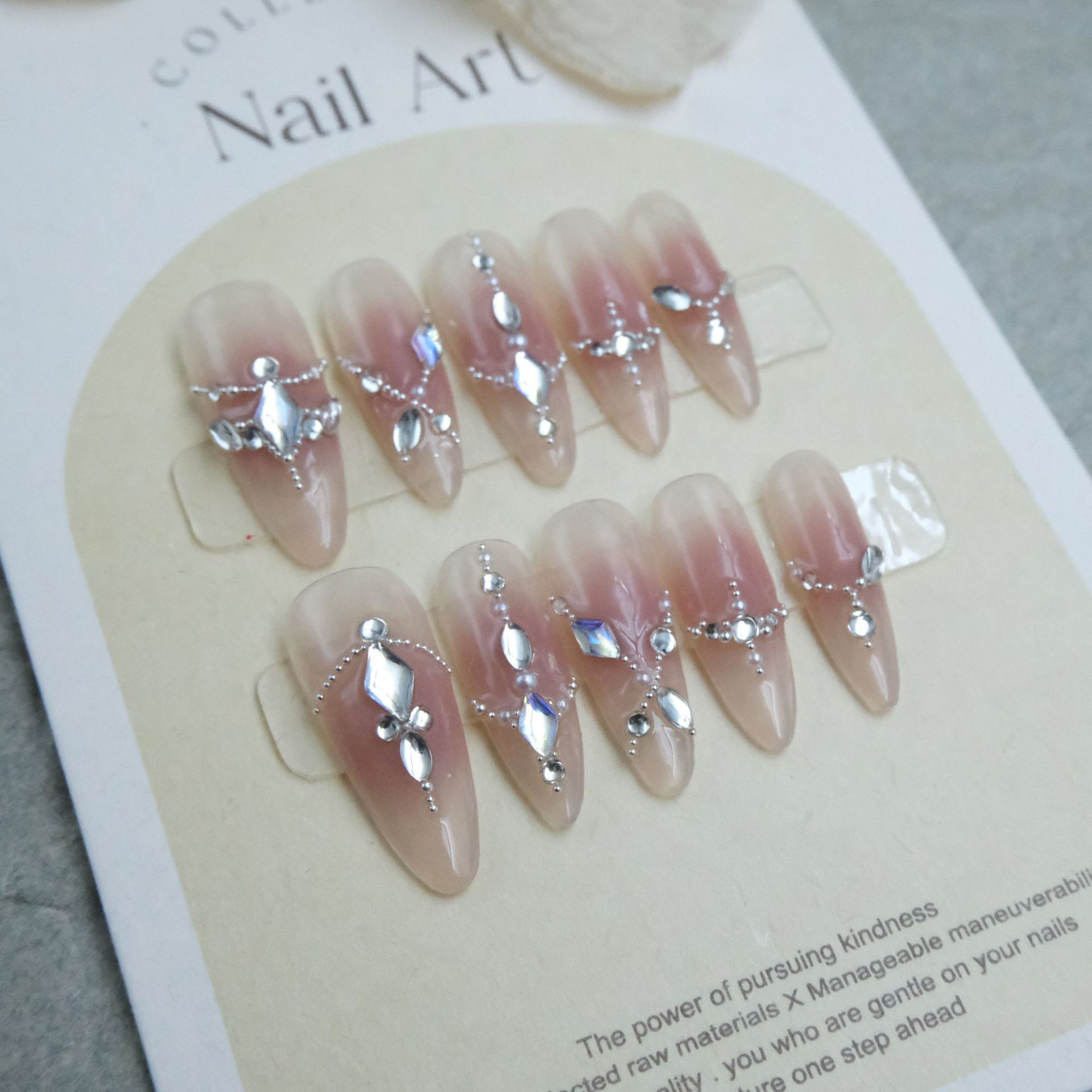 Handmade Manicure Wear Nail Nail Sticker Blush Flash Diamond Steel Ball Manicure Xiaohongshu Hot Ice Transparent Pure Hot Girl