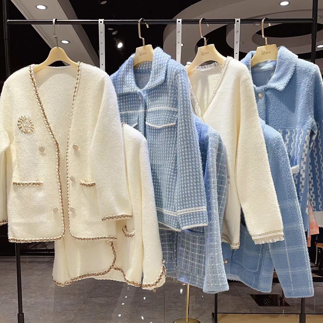 秋冬装羊绒开衫小香风水貂绒外套 品牌撤柜女装 衣服批发直播货源