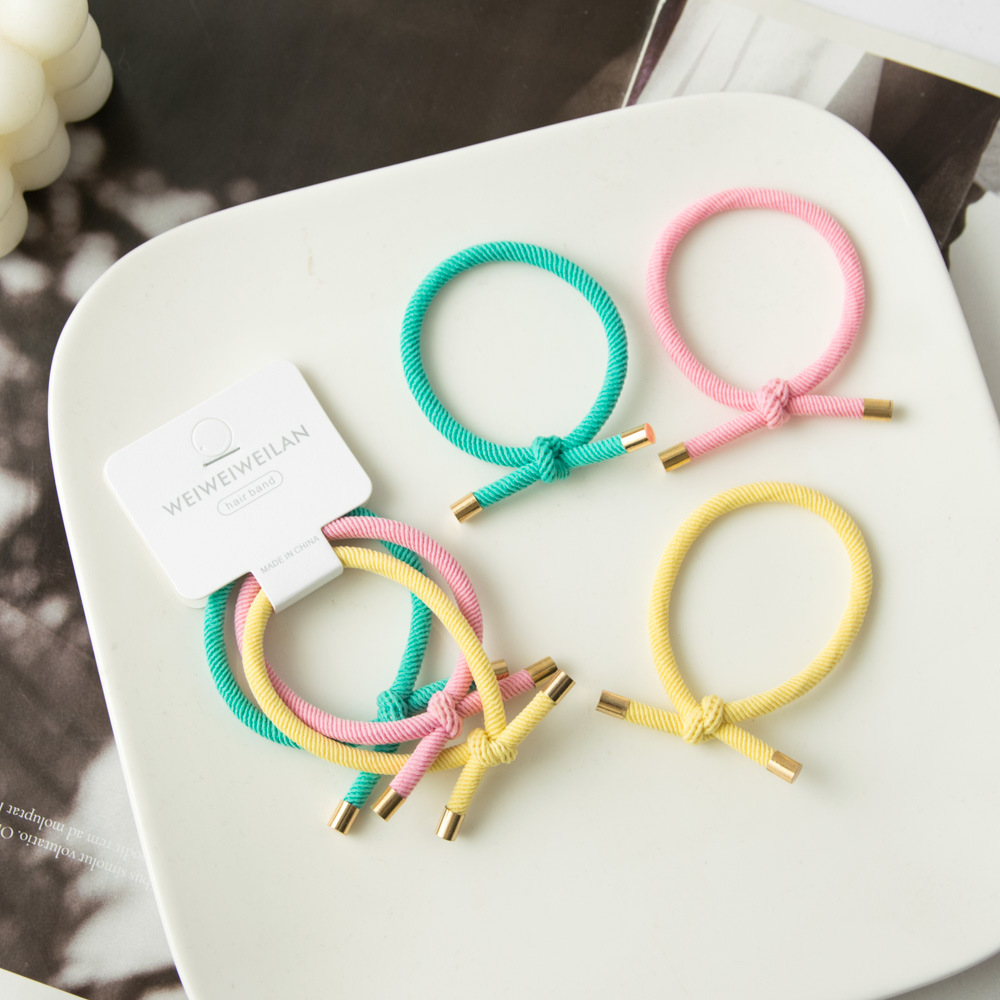 3 Pieces New Color Series High Elasticity Creative Knotted Hair Ring High Elasticity Colored All-Matching Tie Hair Rubber Band for Bun Haircut