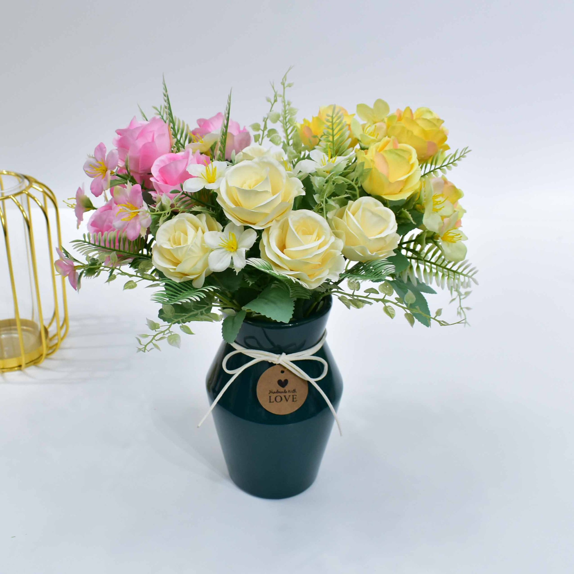 仿真花假花塑料花法式玫瑰花花束客厅餐桌装饰9种花色厂家批发