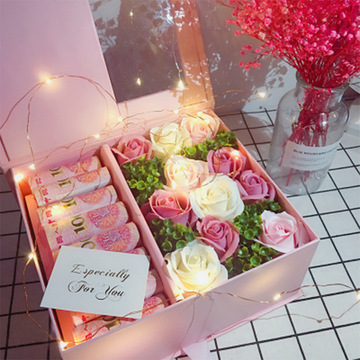 七夕 情人节 翻盖礼物盒玫瑰花盒项链礼盒半开窗神秘礼盒生日礼盒