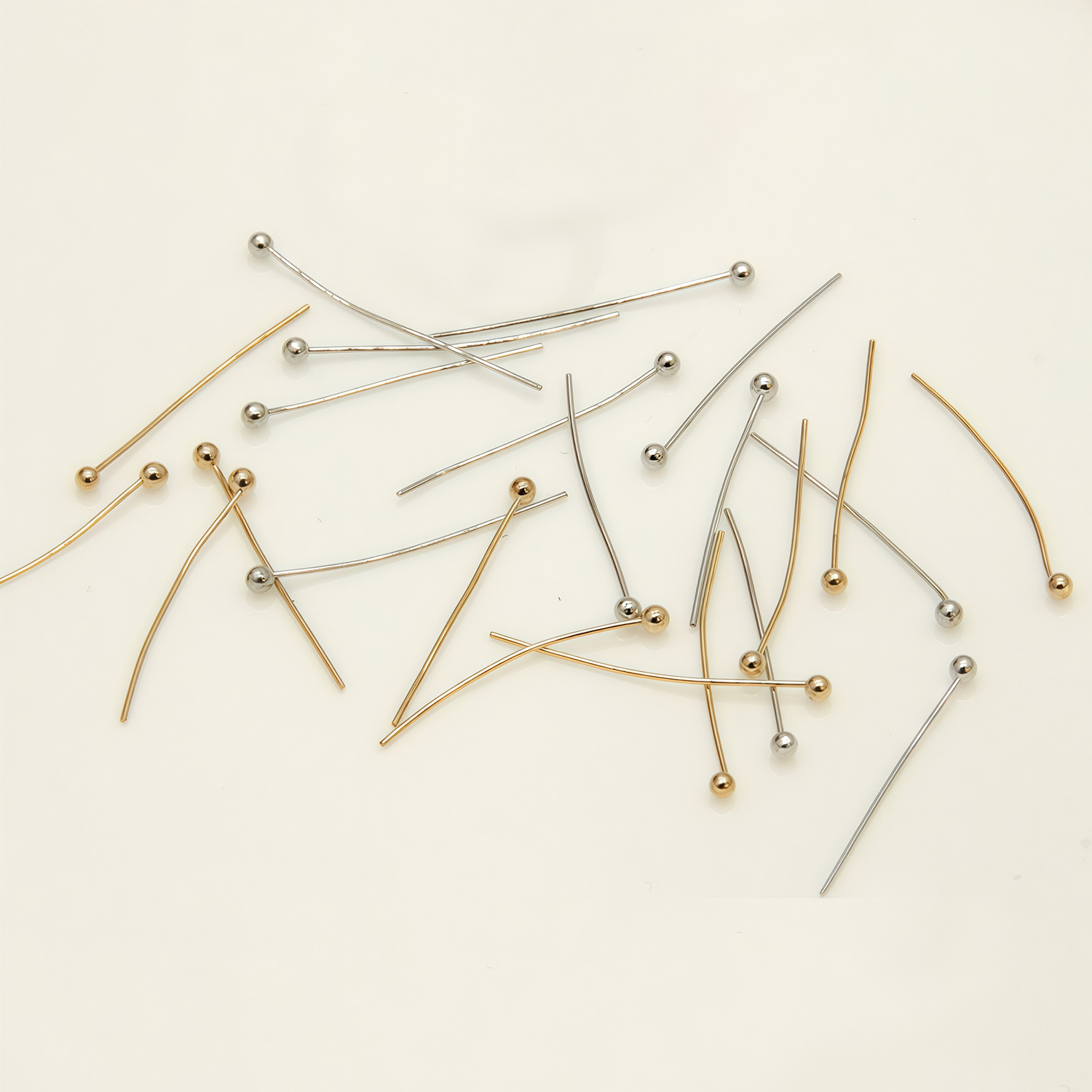 金色圆形0.50.7mm球针电镀铜饰品针圆头珠针饰品配件5000/包线条
